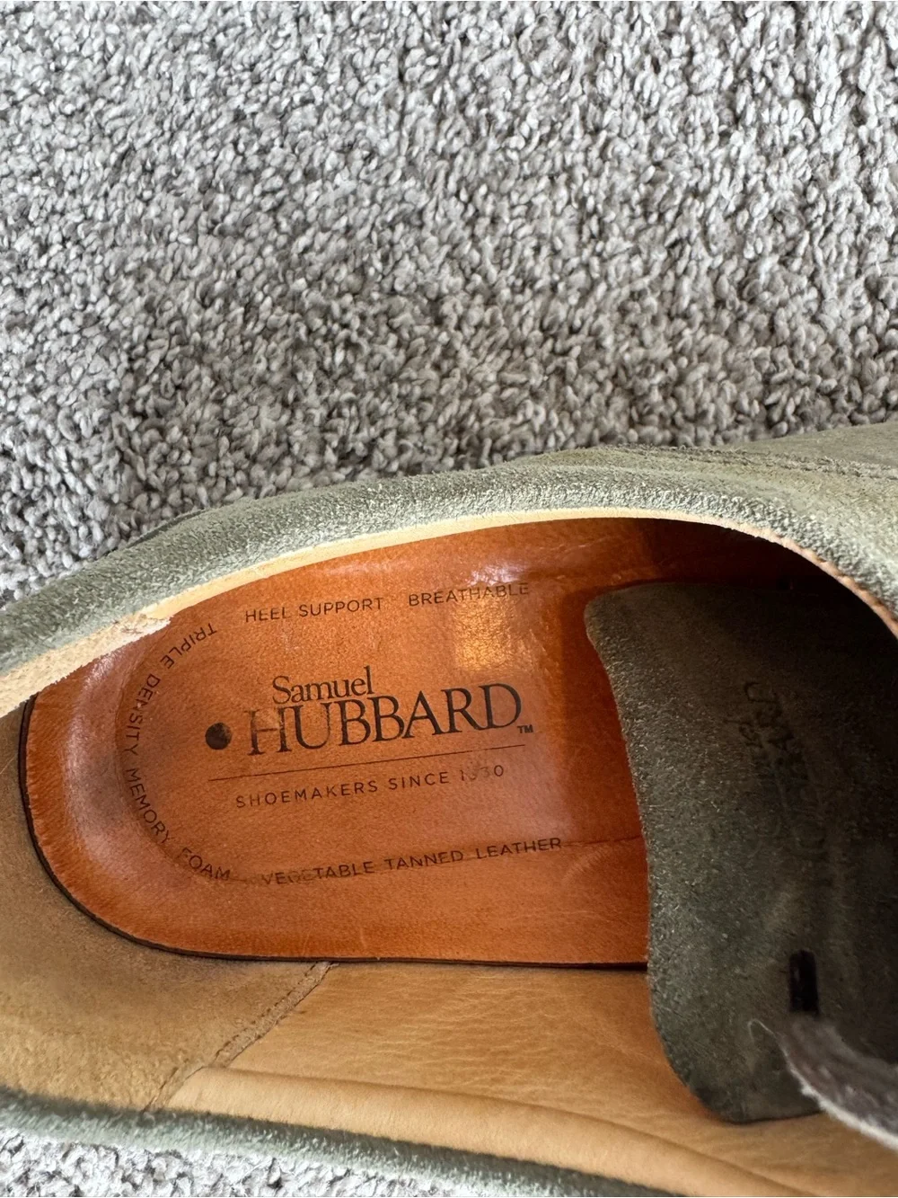 Samuel Hubbard Olive Suede Derby Shoes - Lace-Up Men's Size 10